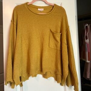 Pink Lily Mustard Crew Neck Sweater